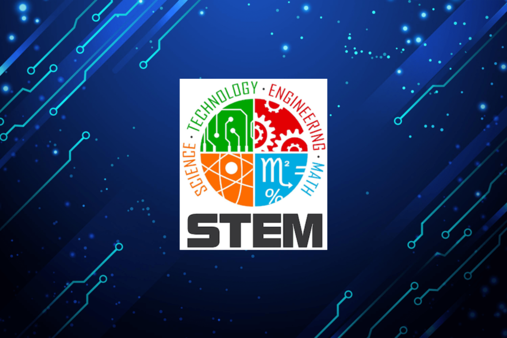 STEM logo on blue background